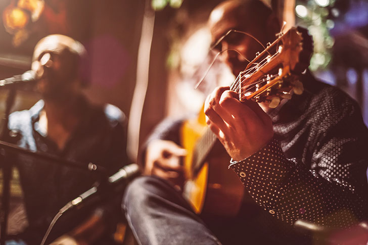 playing music