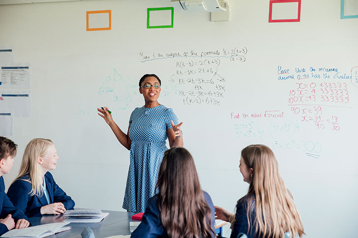 Secondary teacher teaching students