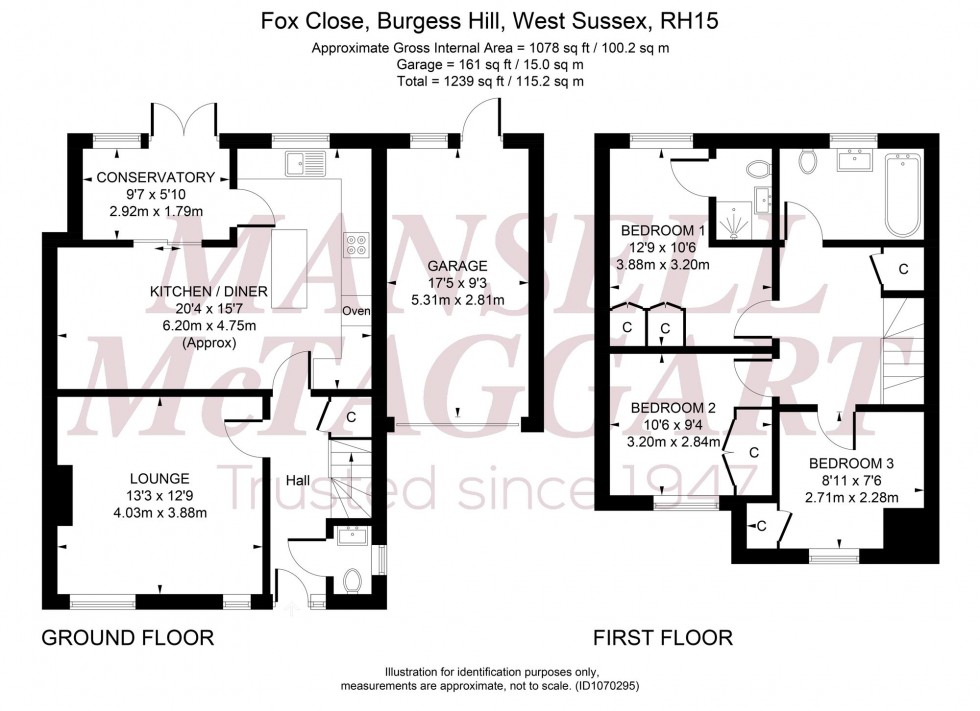 Floorplan for Fox Close, Burgess Hill, RH15