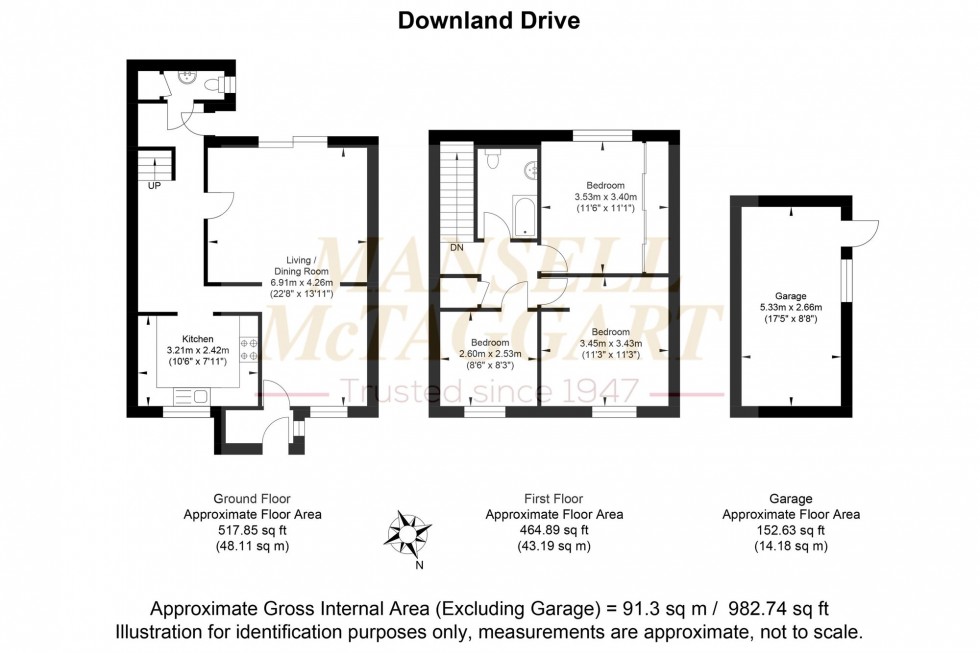 Floorplan for Downland Drive, Crawley, RH11