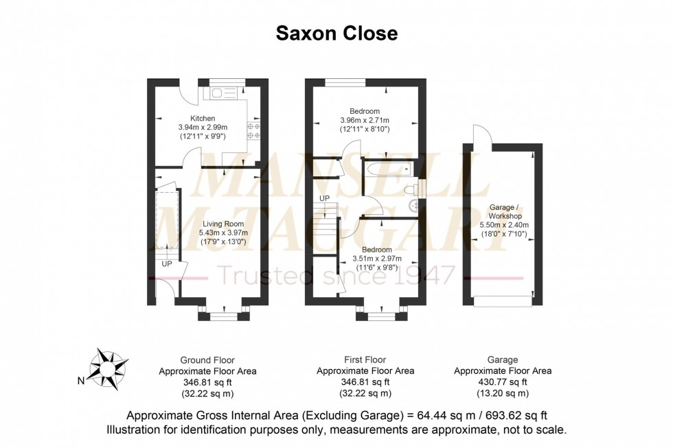Floorplan for Saxon Close, Billingshurst, RH14