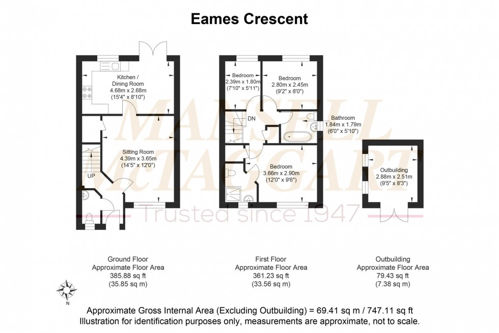 Floorplan for Eames Crescent, Horley, RH6