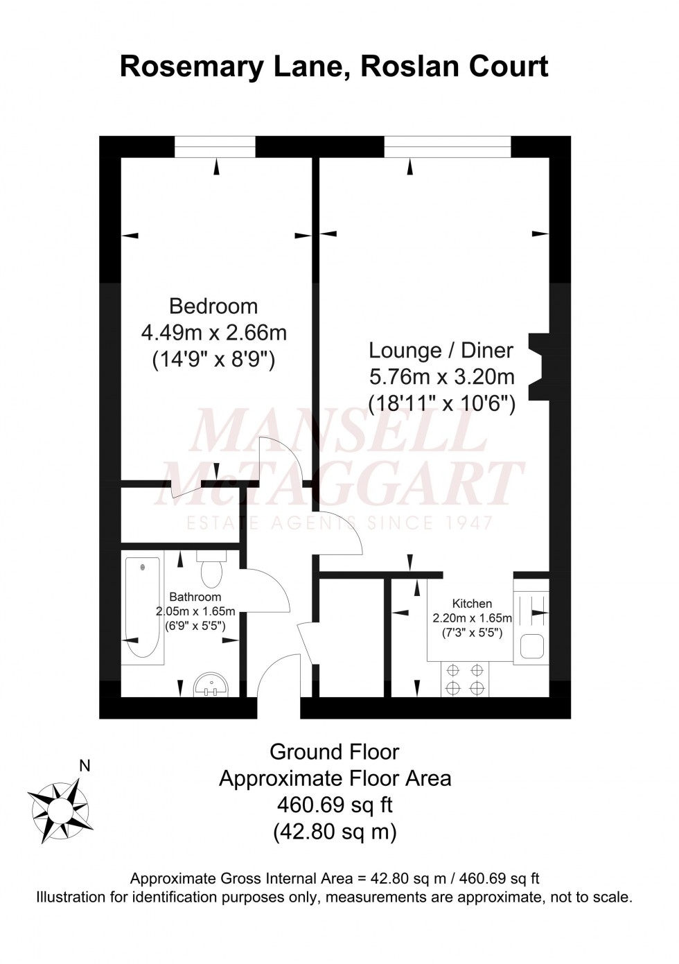 Floorplan for Rosemary Lane, Roslan Court Rosemary Lane, RH6