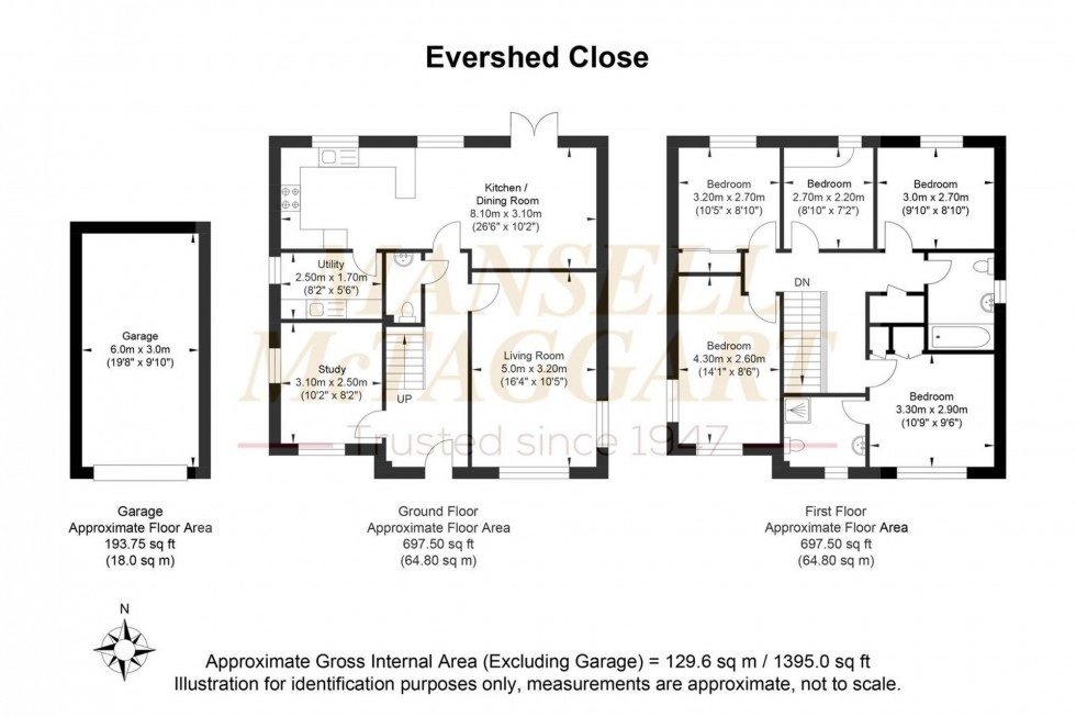Floorplan for Evershed Close, Billingshurst, RH14