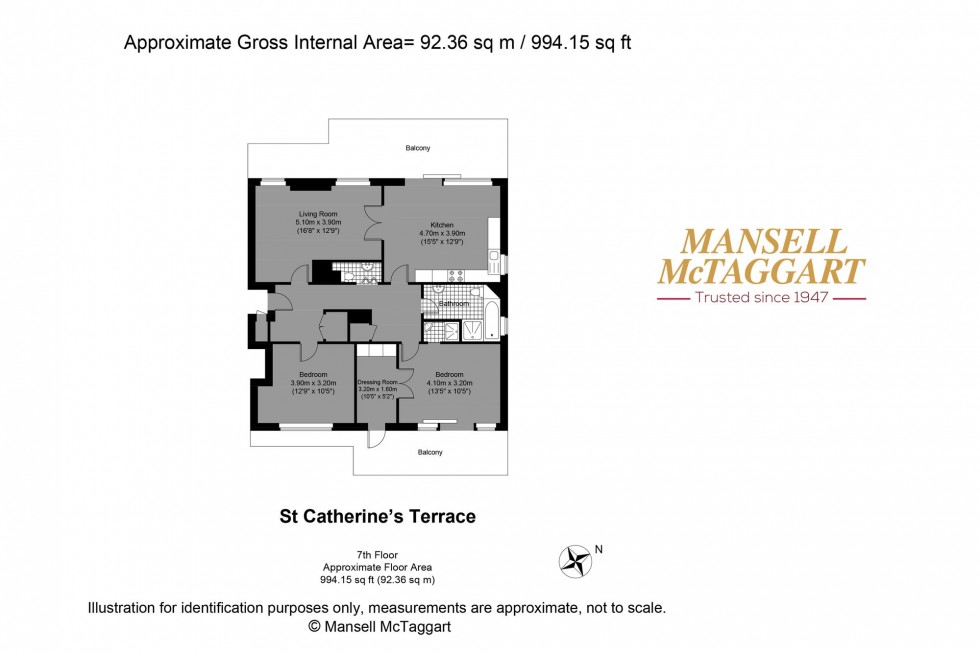 Floorplan for St. Catherines Terrace, The Priory, BN3