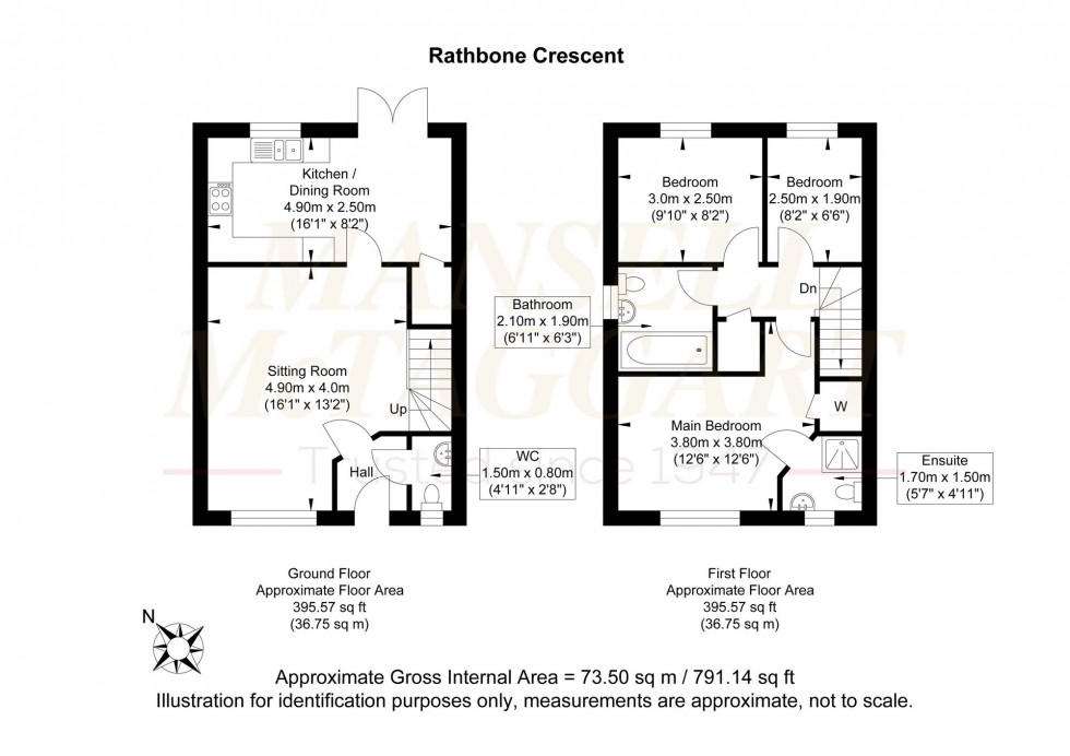 Floorplan for Rathbone Crescent, Horley, RH6