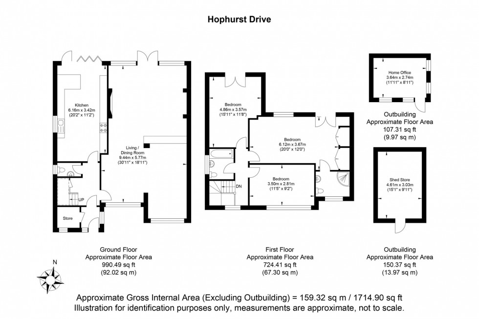 Floorplan for Hophurst Drive, Crawley Down, RH10
