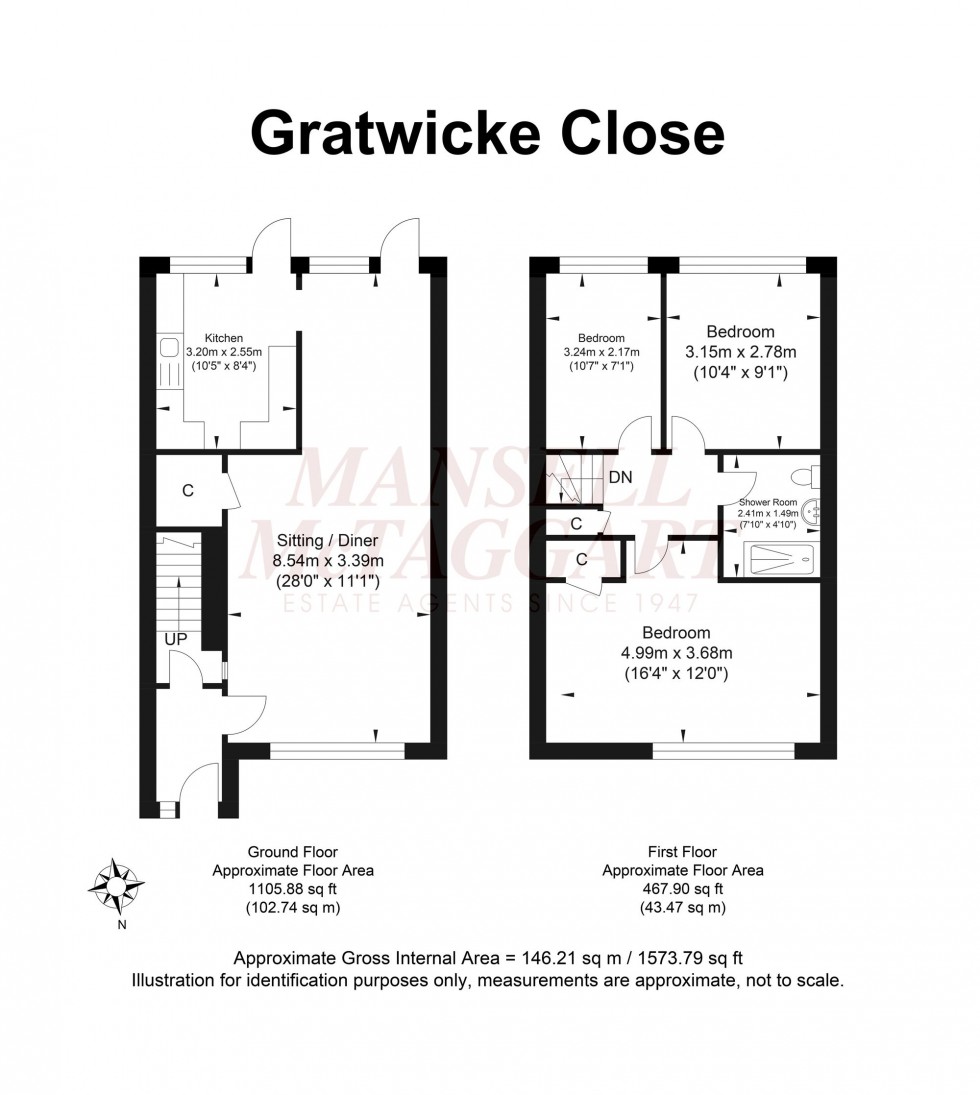 Floorplan for Gratwicke Close, Billingshurst, RH14