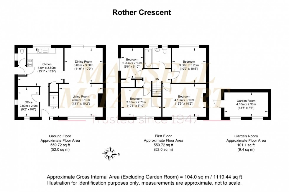 Floorplan for Rother Crescent, Crawley, RH11