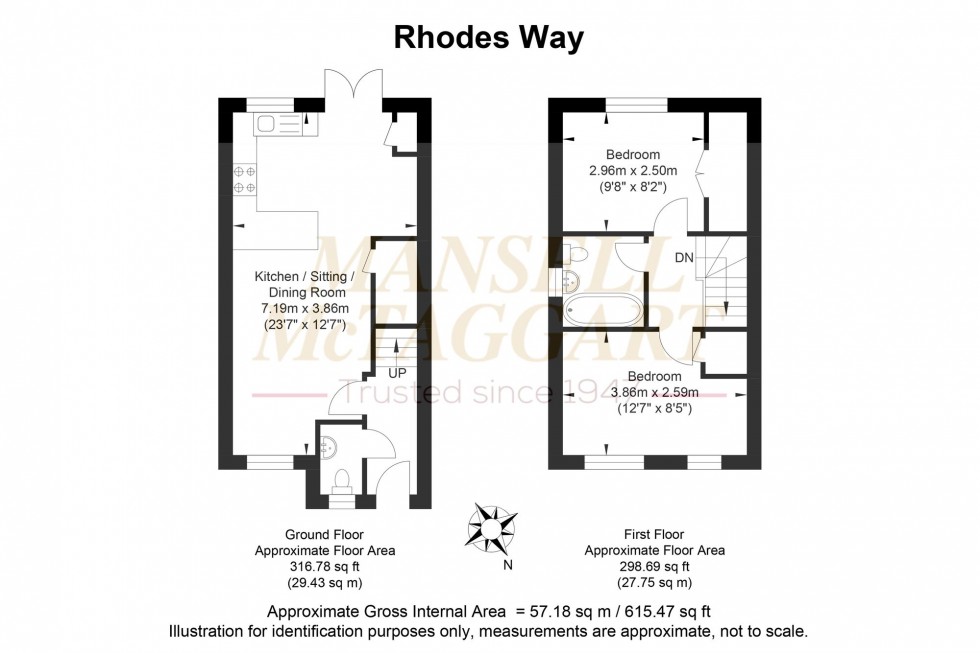 Floorplan for Rhodes Way, Billingshurst, RH14