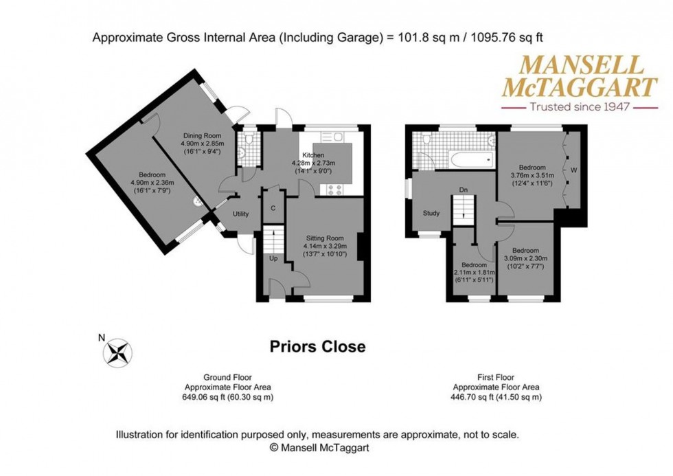 Floorplan for Priors Close, Upper Beeding, BN44