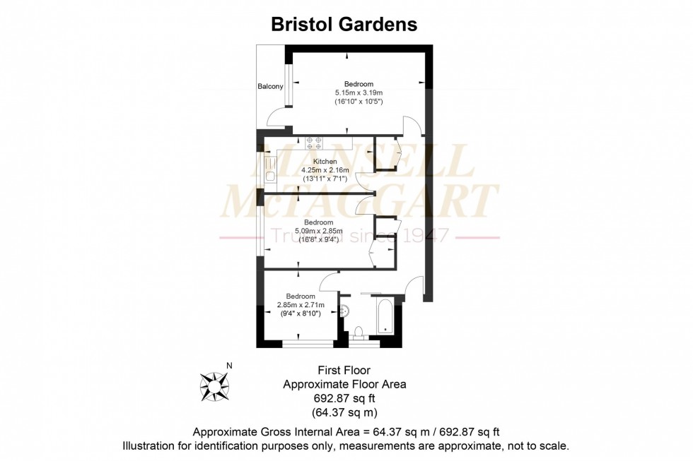 Floorplan for Bristol Gardens, Brighton, BN2