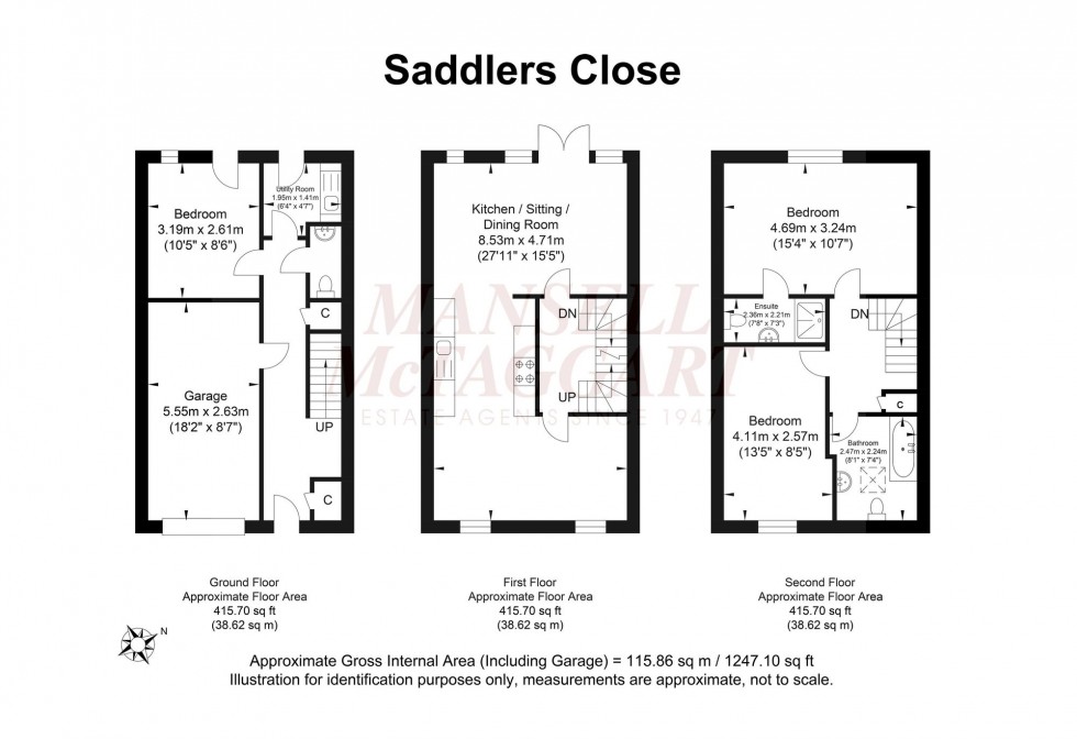 Floorplan for Saddlers Close, Billingshurst, RH14