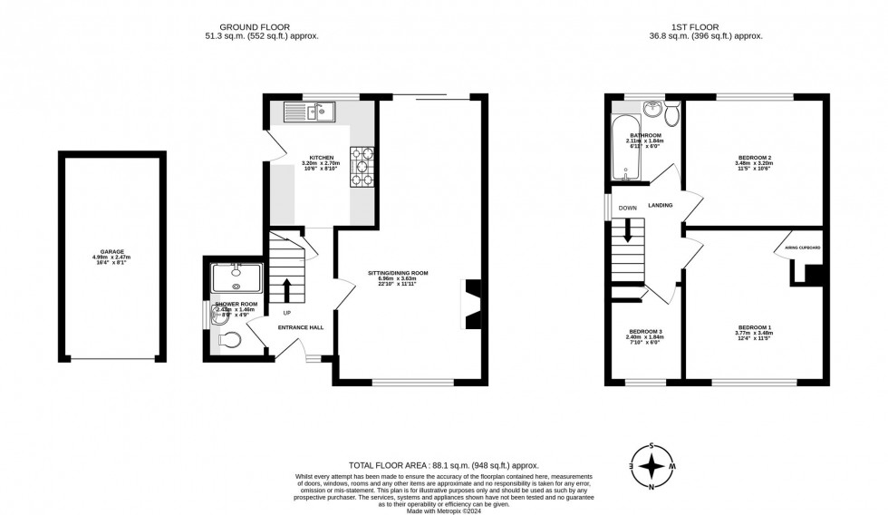 Floorplan for Wordsworth Rise, East Grinstead, RH19