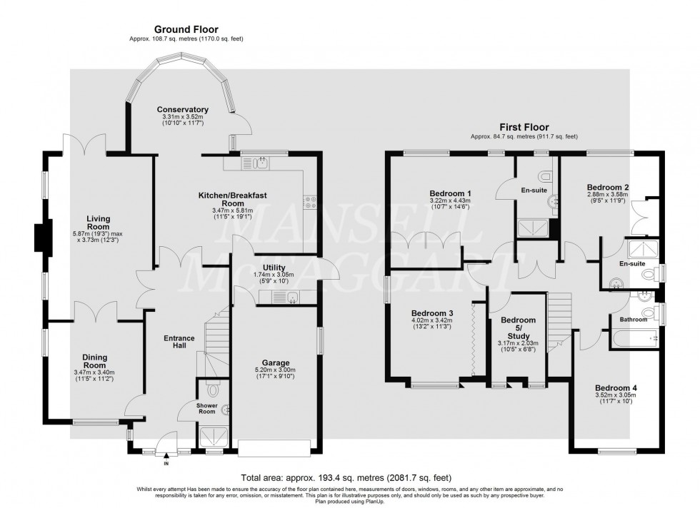 Floorplan for Great Field Place, East Grinstead, RH19
