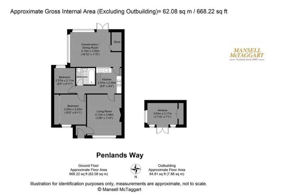 Floorplan for Penlands Way, Steyning, BN44